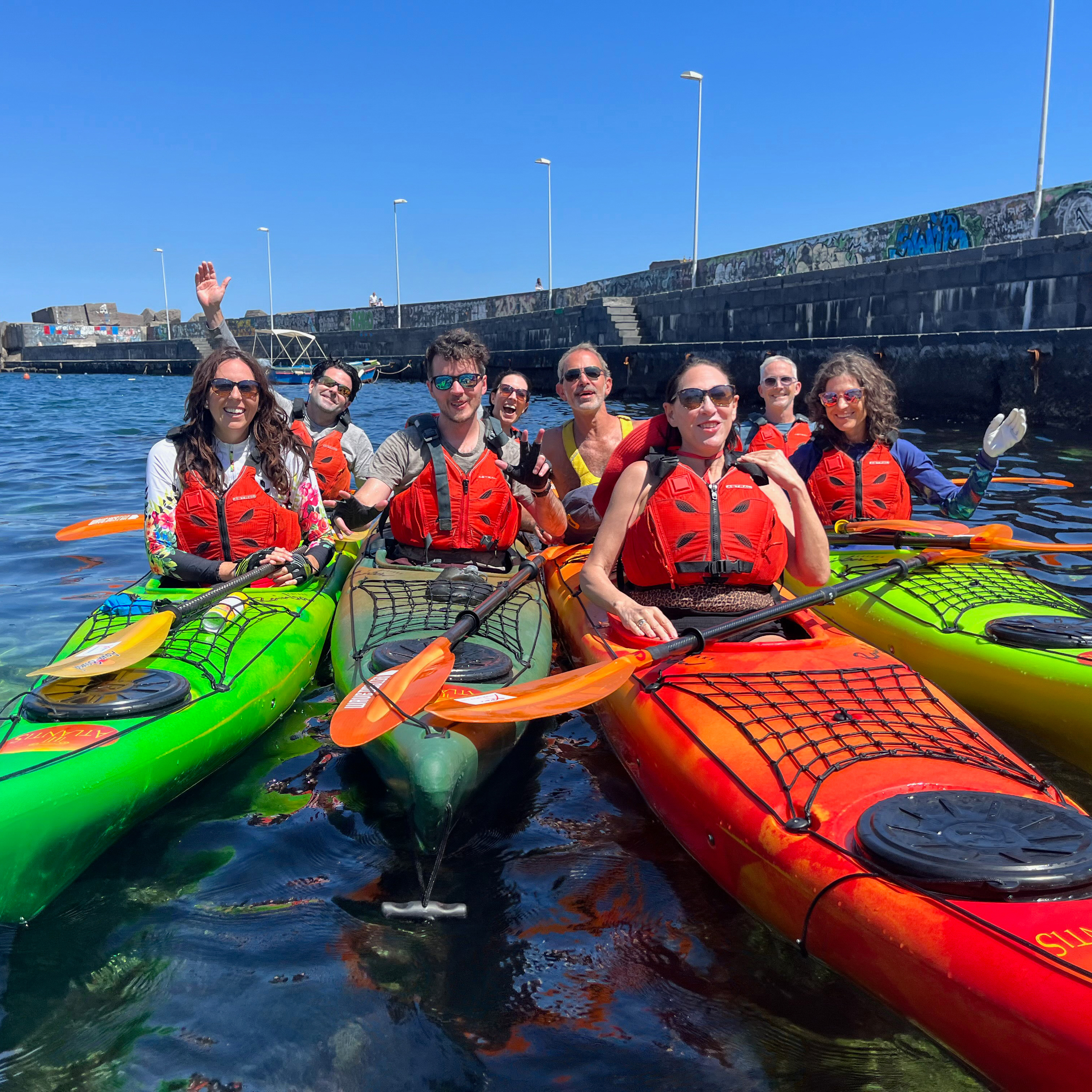 Sicily kayaking tour group.